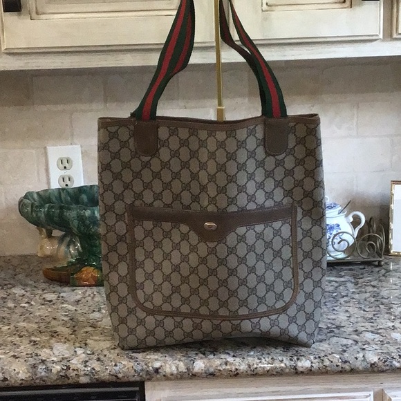 Gucci Handbags - Gucci Ophidia Coated Canvas and Leather Tote Bag Rehab